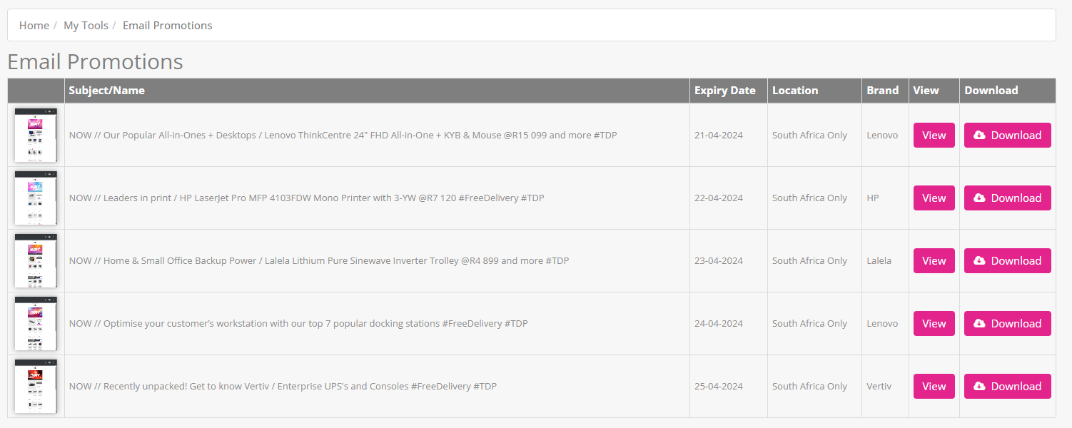 How to see all the current email promotions – Support Centre